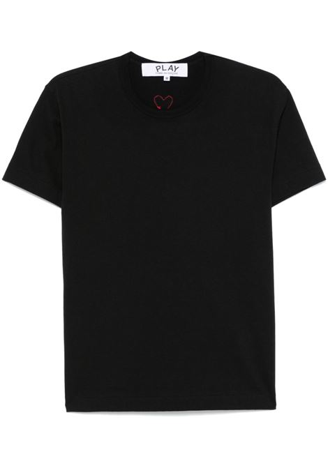 red emblem t-shirt unisex black COMME DES GARÇONS PLAY | AX-T340-0511